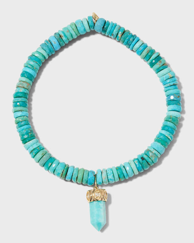 Arizona Turquoise Bracelet with Short Carved Stone Point Charm